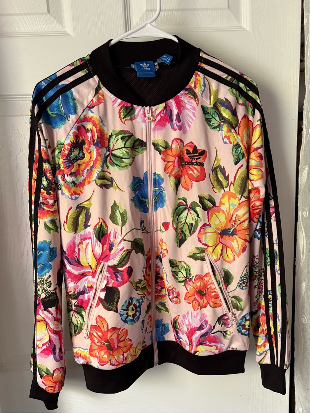Rare Adidas X Farm Rio Trefoil Floral Track Bomber Jacket Women’s sz M full zip